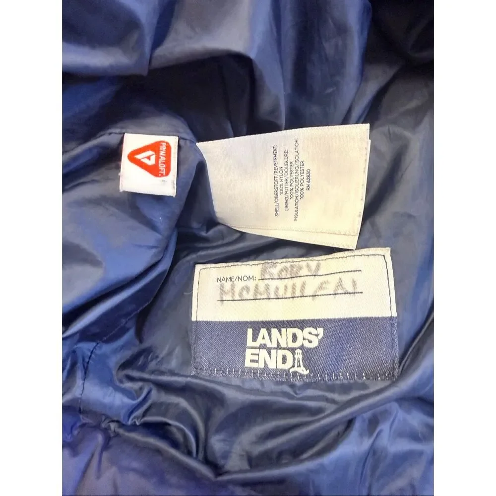 Lands’ End Kids Hooded Puffer Jacket Navy Sz. Small (4-6) Lightweight Packable